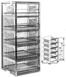 18x24x60 Plenum Wall Desiccator Cabinet Dry Box 5 Doors