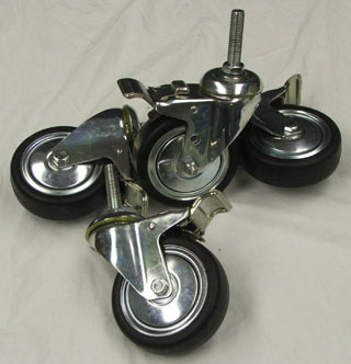 Set of four locking casters for Cabinet Stands